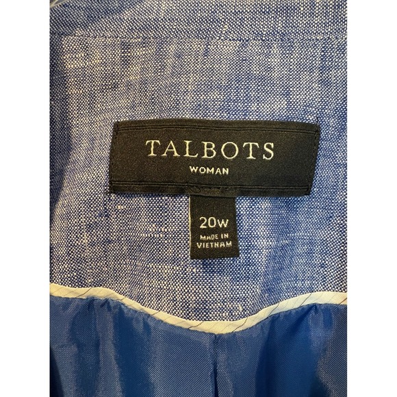 Talbots Woman Linen Blend Blazer Blue Size 20W Single Breasted - Picture 3 of 4
